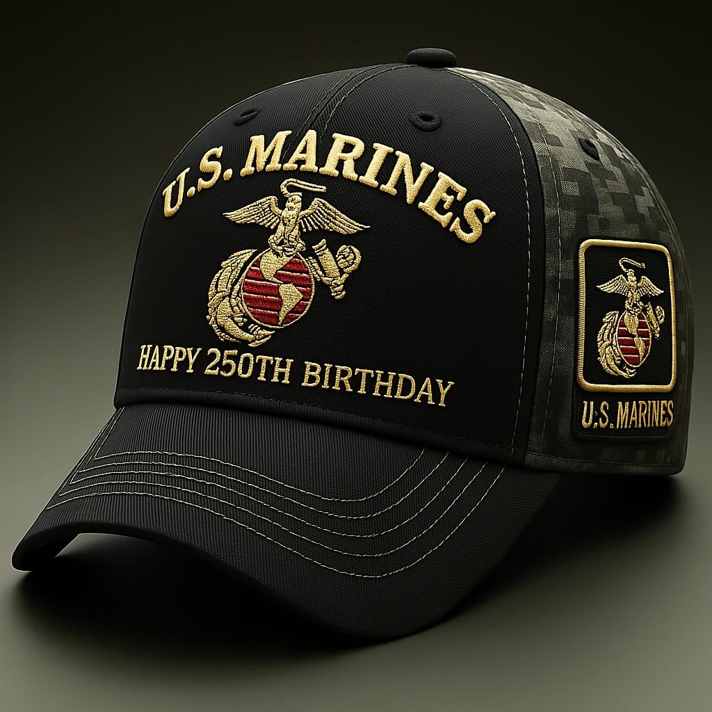 US Marines 250th Anniversary Hat Happy 250th Birthday Baseball Cap Gift For Dad