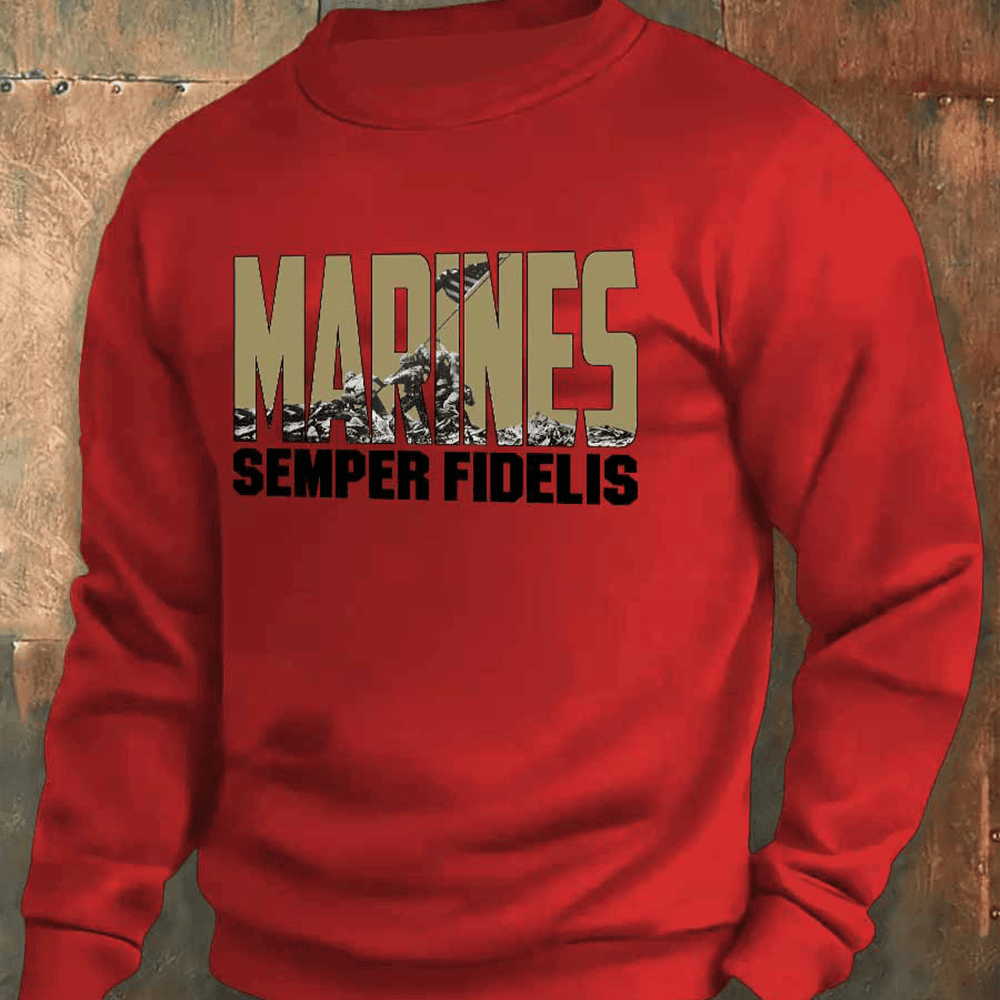 US Marines 250Th Anniversary Red Sweatshirt Semper Fidelis Usmc Merch Marine Corps Gift Ideas US Marines 250Th Anniversary Red Sweatshirt Semper Fidelis Usmc Merch Marine Corps Gift Ideas - Image 1