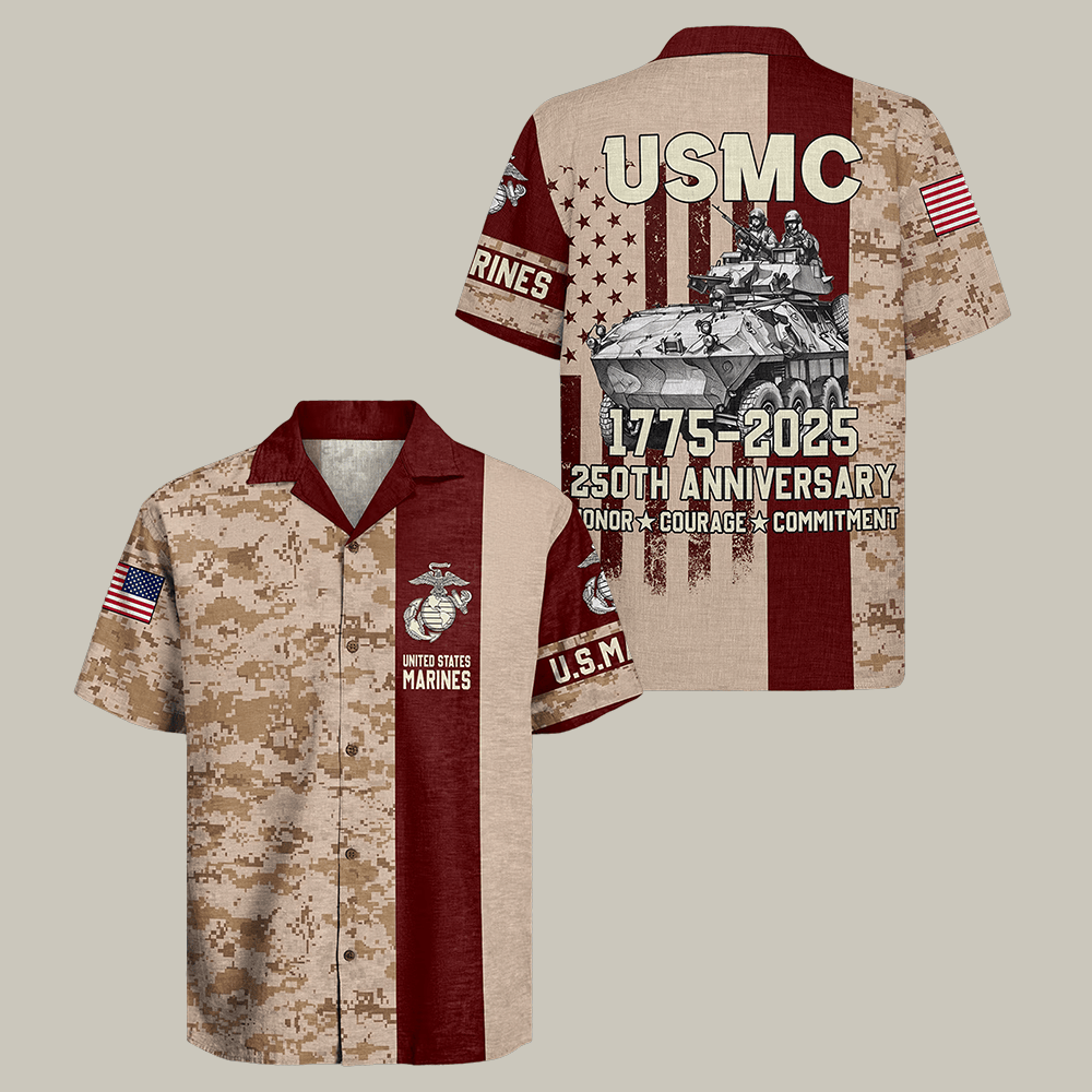 US Marines 250th Years Of Service Hawaiian Shirt USMC 250Th Anniversary Clothes Marines Gift Idea US Marines 250th Years Of Service Hawaiian Shirt USMC 250Th Anniversary Clothes Marines Gift Idea - Image 1