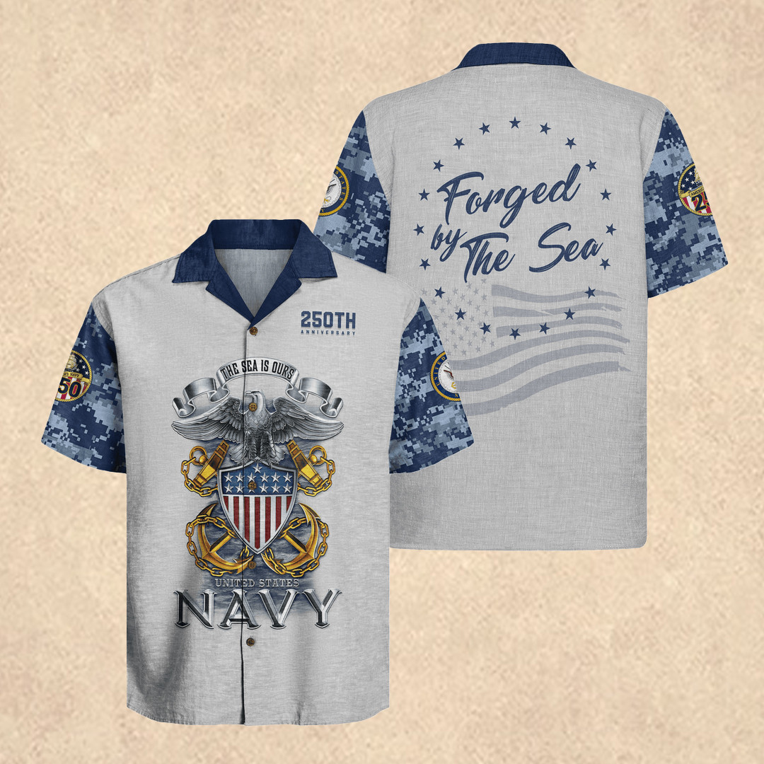 US Navy 250 Years Eagle Patriotic Hawaiian Shirt Father's Day Present For Husband