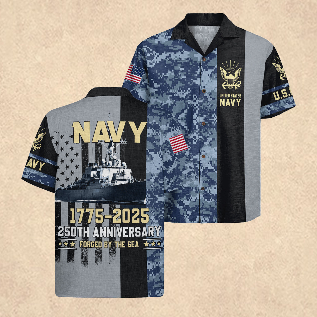 US Navy 250 Years Hawaiian Shirt 1776–2026 Patriotic Clothing Father's Day Gift