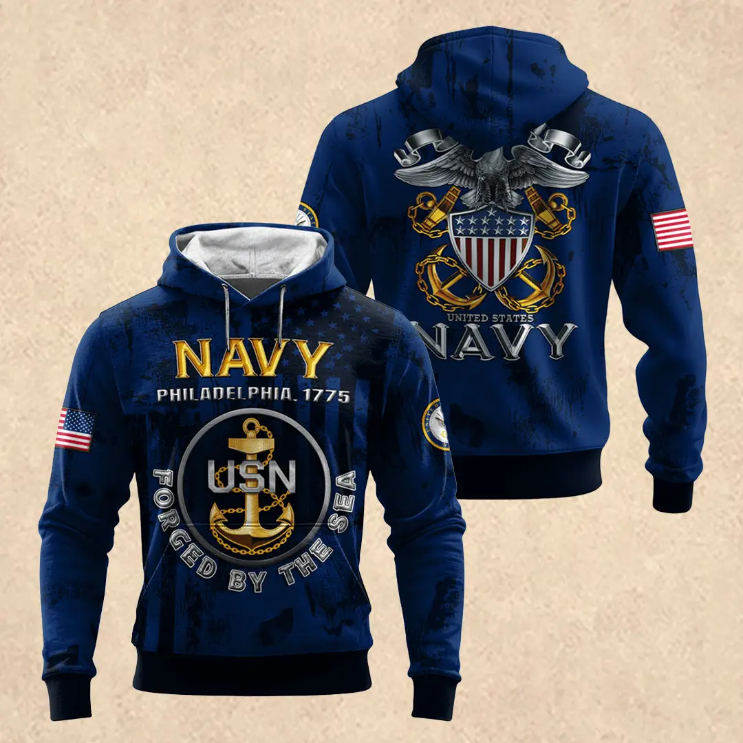 US NAVY 250th All-over Hoodie Independence Day Apparel Gift For Husband