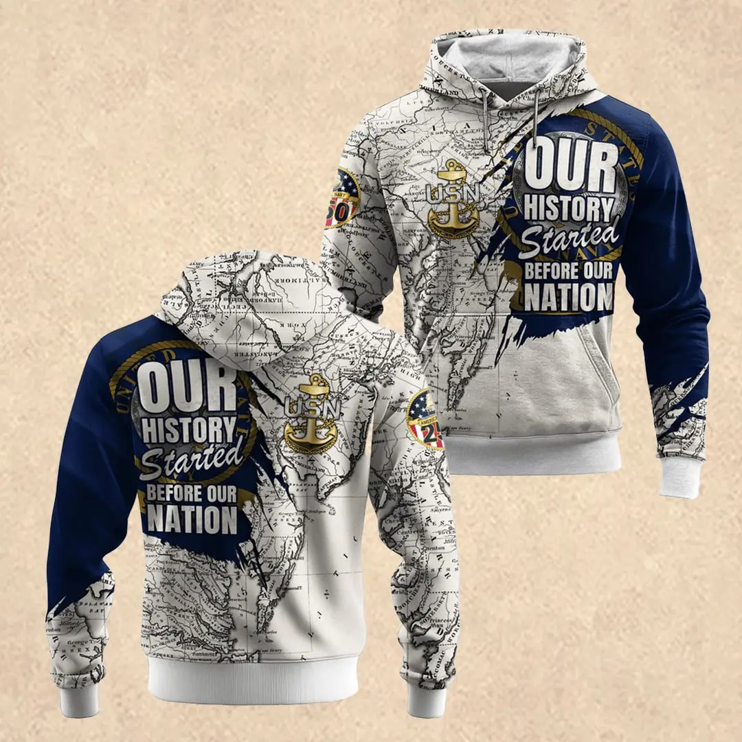 US NAVY 250th All-over Hoodie Patriotic Clothes Father's Day Gift for Navy Veterans US NAVY 250th All-over Hoodie Patriotic Clothes Father's Day Gift for Navy Veterans - Image 1