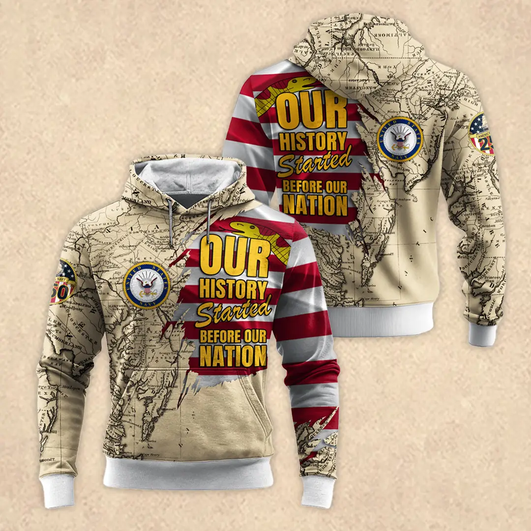 US NAVY 250th All-over Hoodie Veteran Day Apparel Tribute Gift for Veterans