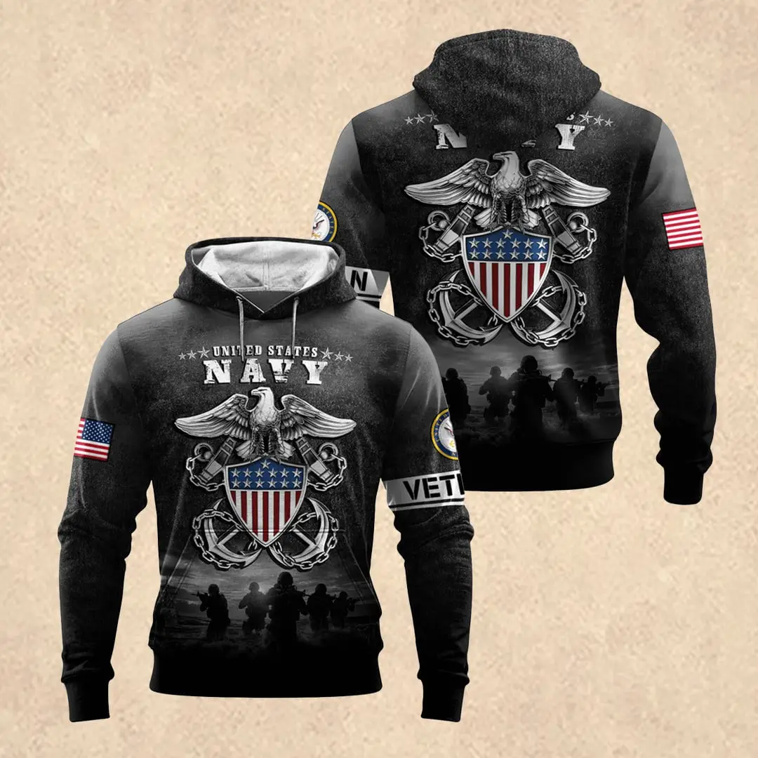 US NAVY 250th All-over Hoodie Veteran Day Apparel Unique Gift For Dad