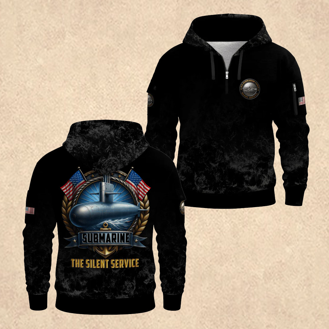 US NAVY 250th All-over Quarter Zip Hoodie Independence Day Apparel Father's Day Gift