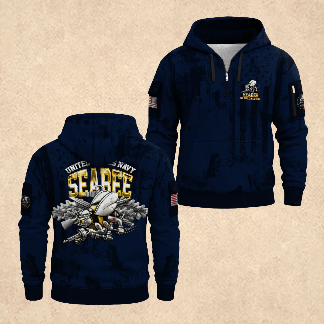 US NAVY 250th All-Over Quarter Zip Hoodie Independence Day Clothes Gift For Men