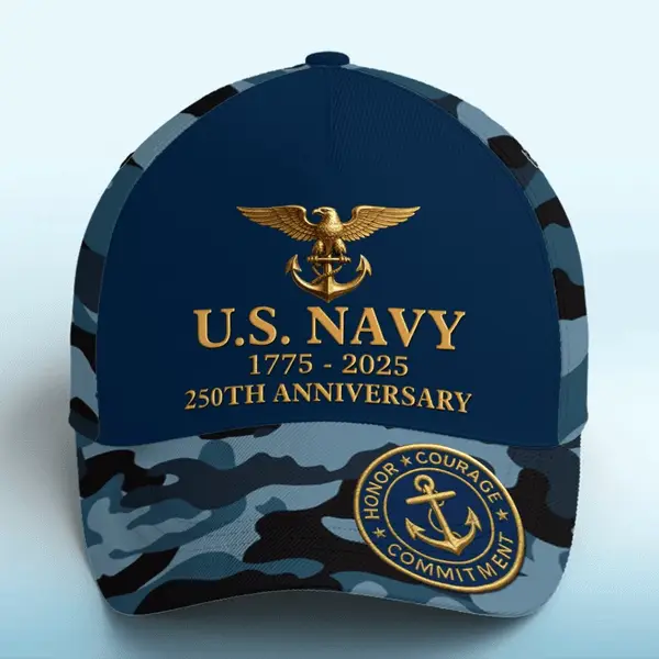 US Navy 250th Anniversary 1775 2025 Hat Proud USN Patriotic Cap Gifts For Navy Veterans US Navy 250th Anniversary 1775 2025 Hat Proud USN Patriotic Cap Gifts For Navy Veterans - Image 1