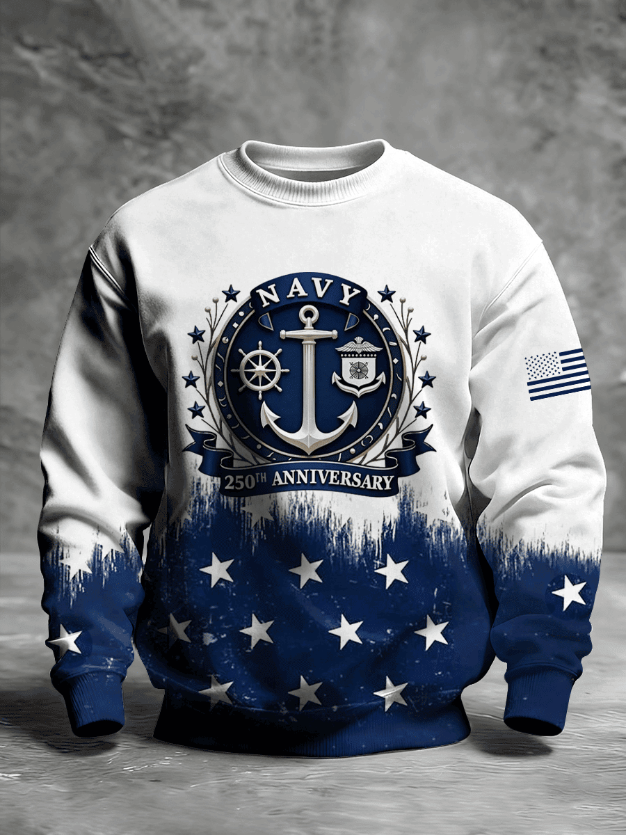 US Navy 250th Anniversary 1775 2025 Sweatshirt Forged By The Sea Navy Merch Gift For Veterans