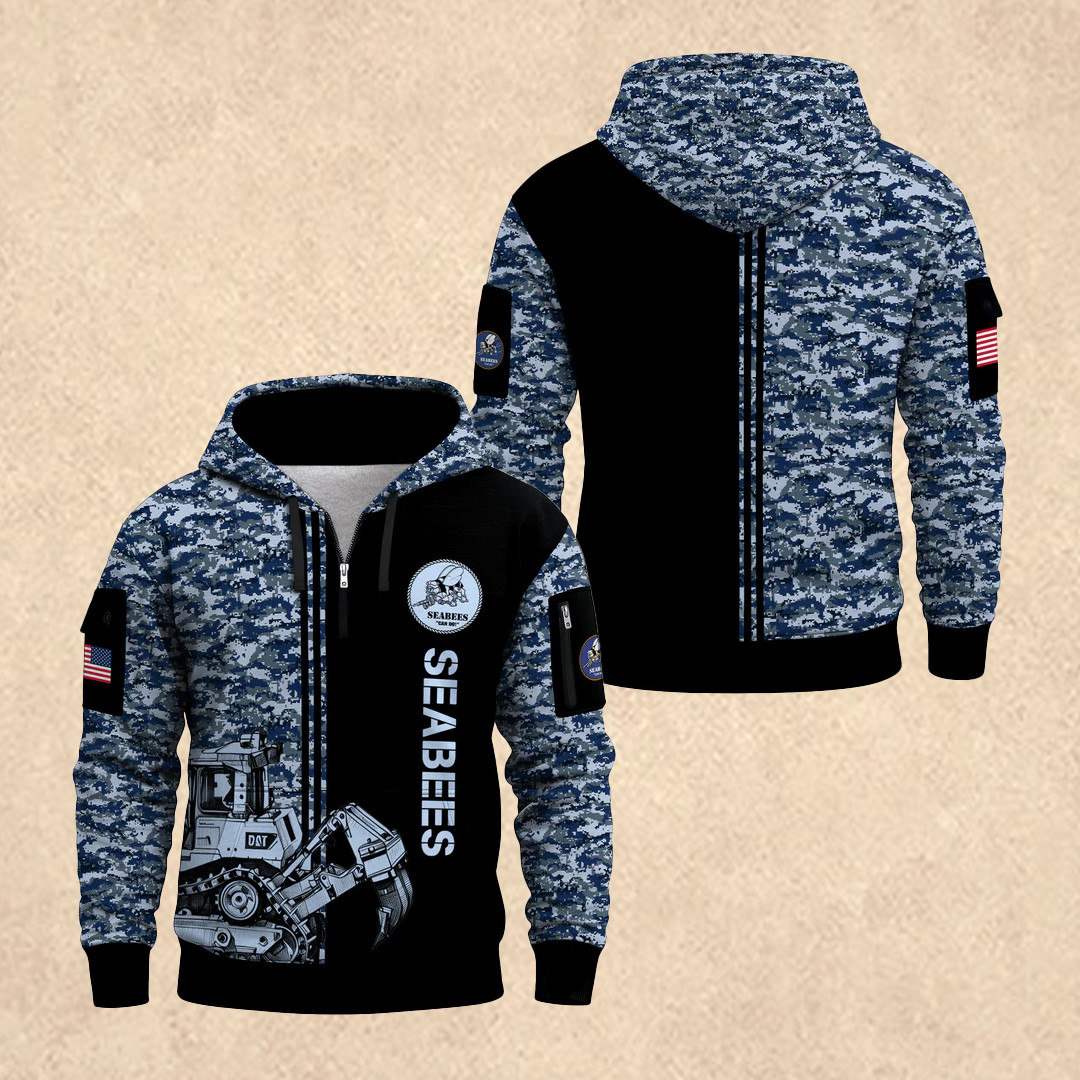 US NAVY 250th Anniversary All-over Quarter Zip Hoodie 4Th Of July Clothes Gift For Men