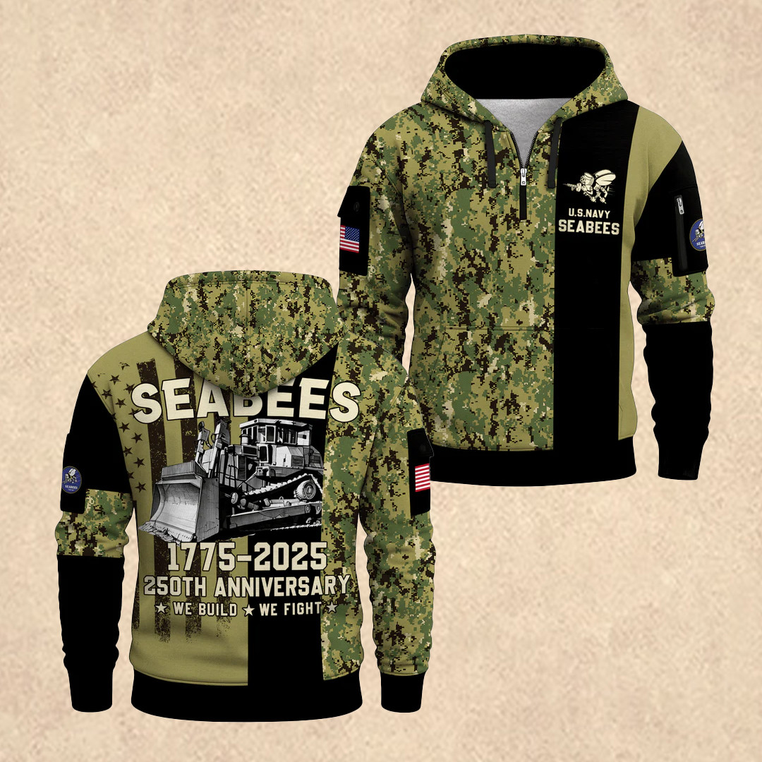 US NAVY 250th Anniversary All-over Quarter Zip Hoodie Best 4Th Of July Apparel Gift For Him