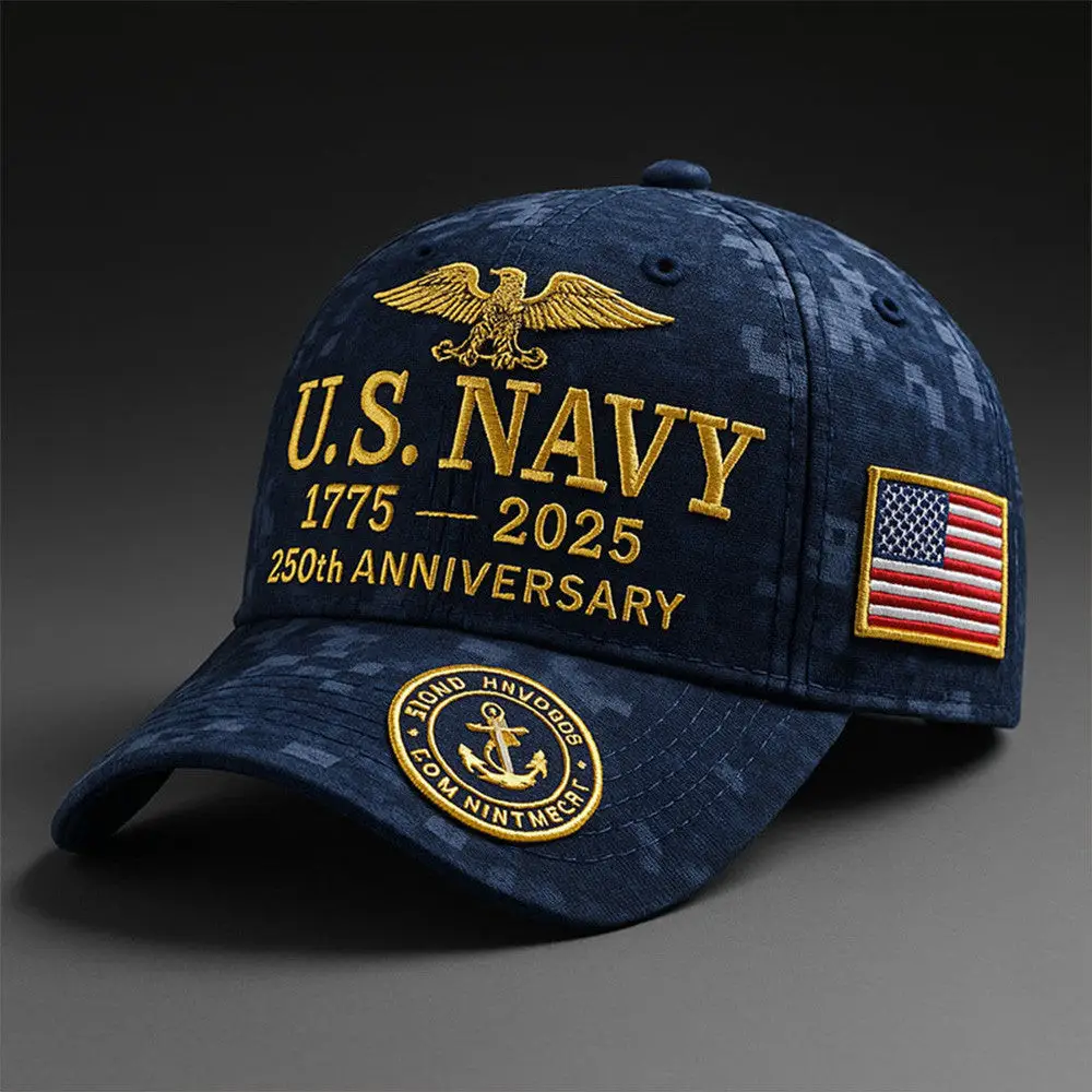 US Navy 250th Anniversary Hat Pride Military Embroidered Navy Cap Father's Day Gifts -WearandDecor