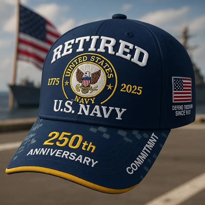 US Navy 250th Anniversary Hat Retired Navy Soldiers 1775 2025 Unique Gifts Ideas