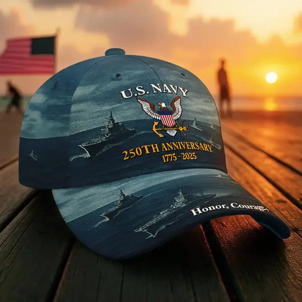 US Navy 250th Anniversary Hat USN Cap Patriotic Gifts For Navy Veterans