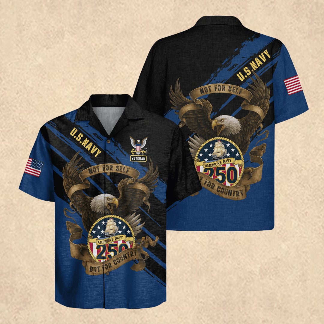 US Navy 250th Anniversary Hawaiian Shirt 1776–2026 Patriotic American Flag Gift for Dad