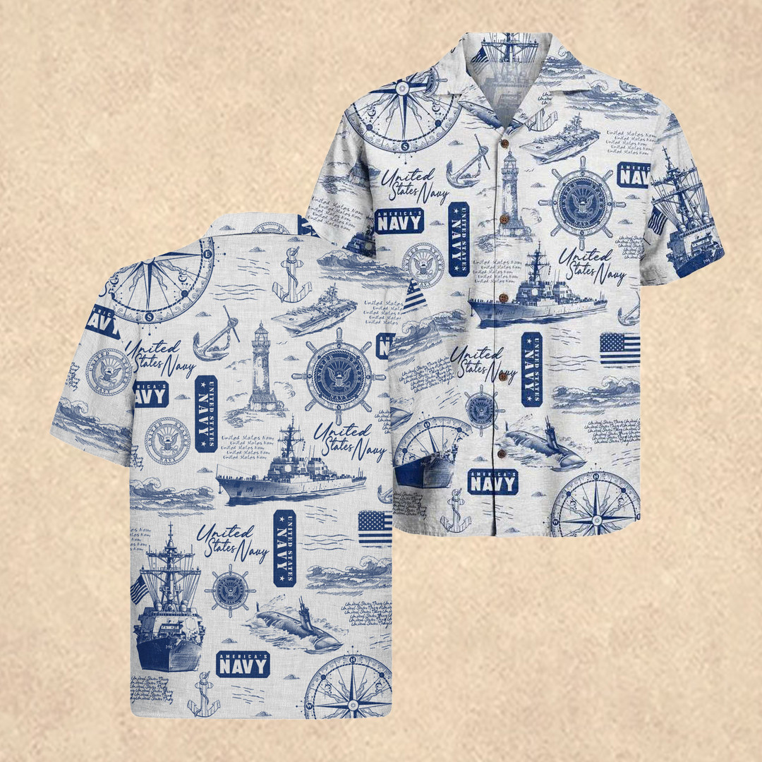 US Navy 250th Anniversary Hawaiian Shirt Father's Day Gift for US Navy Veterans