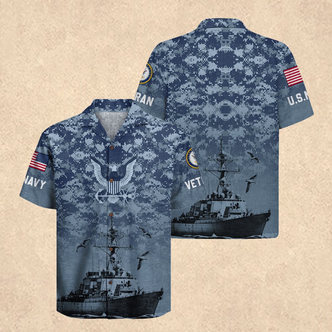 US Navy 250th Anniversary Hawaiian Shirt US Navy Memorial Day Apparel Gift for Veterans US Navy 250th Anniversary Hawaiian Shirt US Navy Memorial Day Apparel Gift for Veterans - Image 1