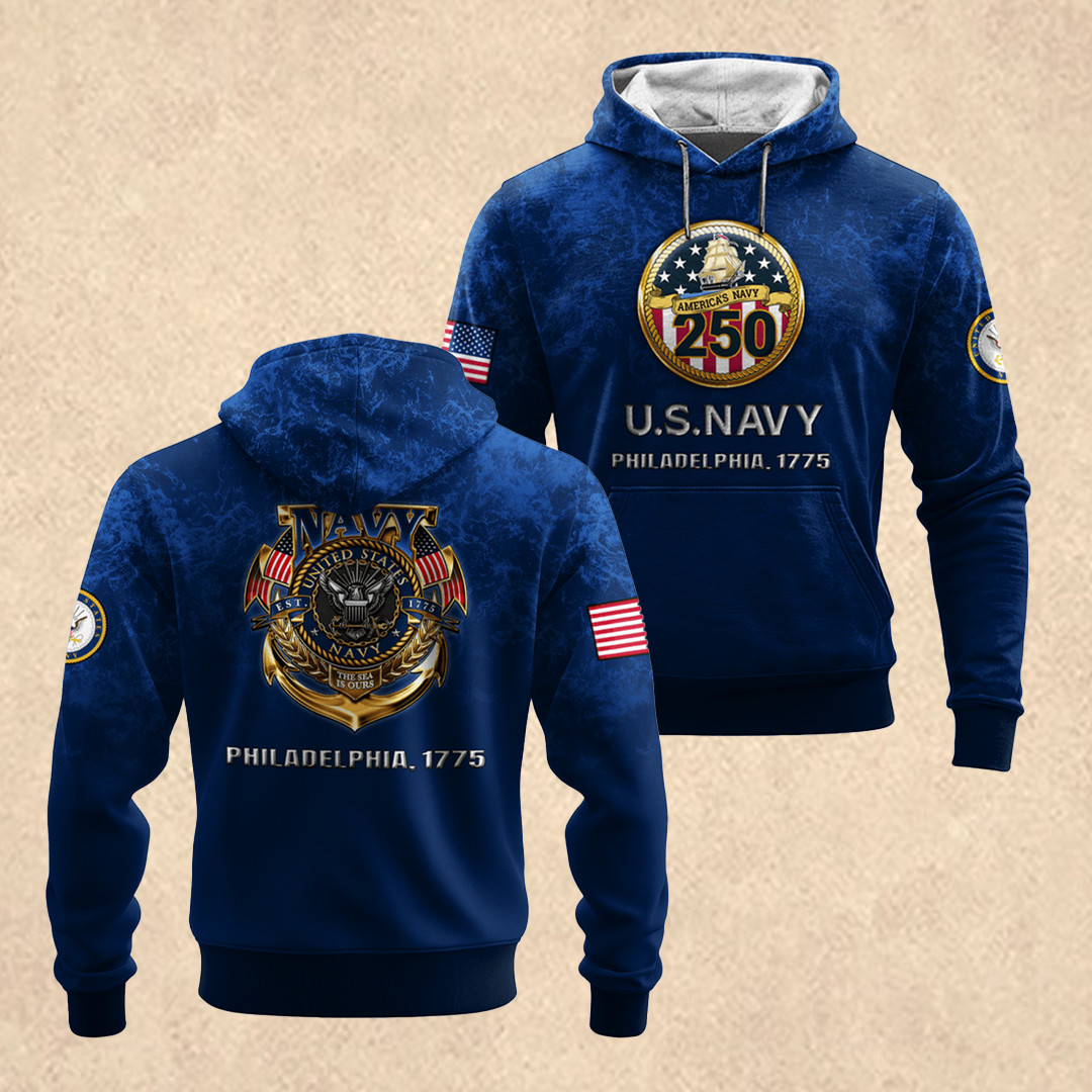 US NAVY 250th Anniversary Hoodie Father's Day Gift for Navy Veterans
