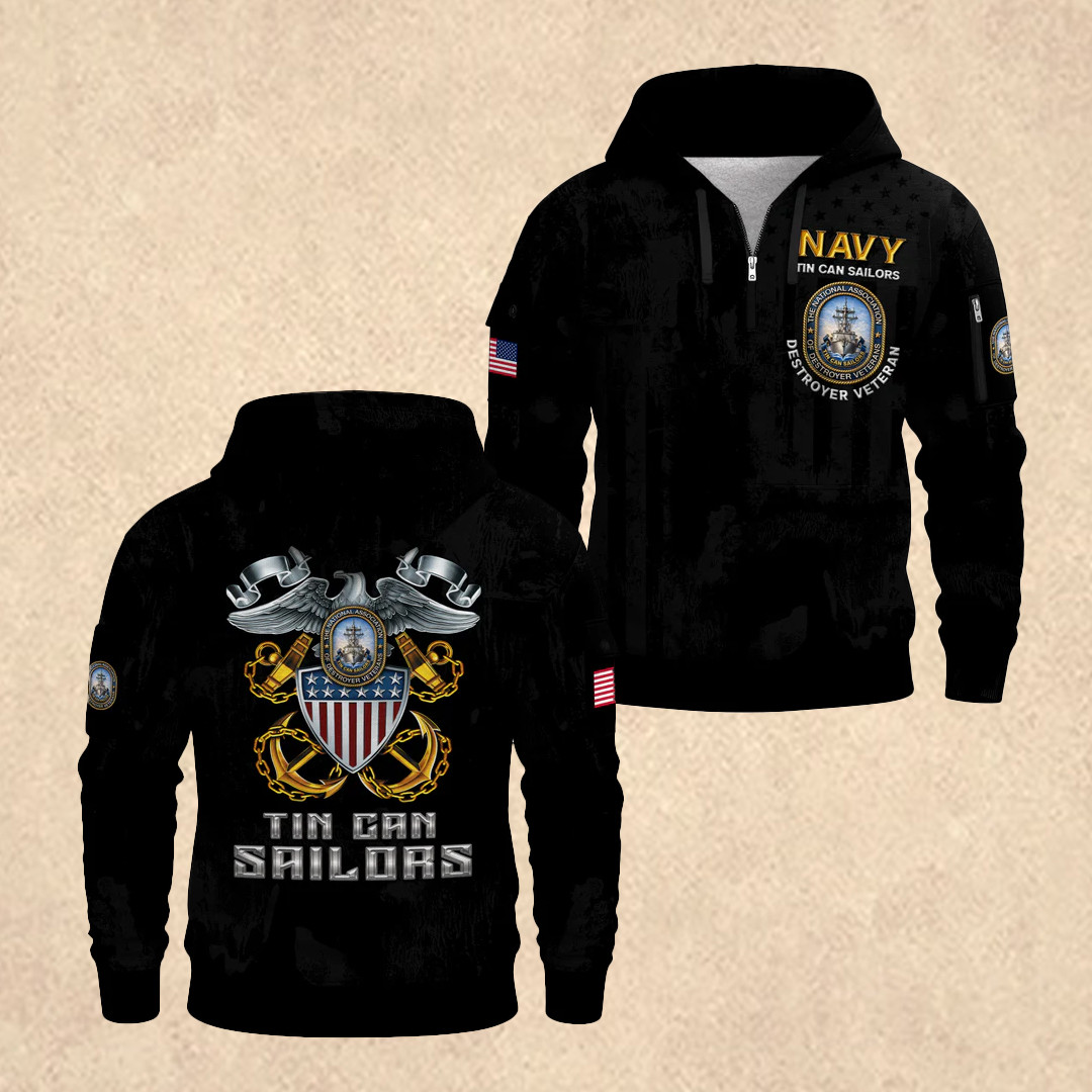 US NAVY 250th Anniversary Quarter Zip Hoodie 4th Of July Apparel Gift for Dad