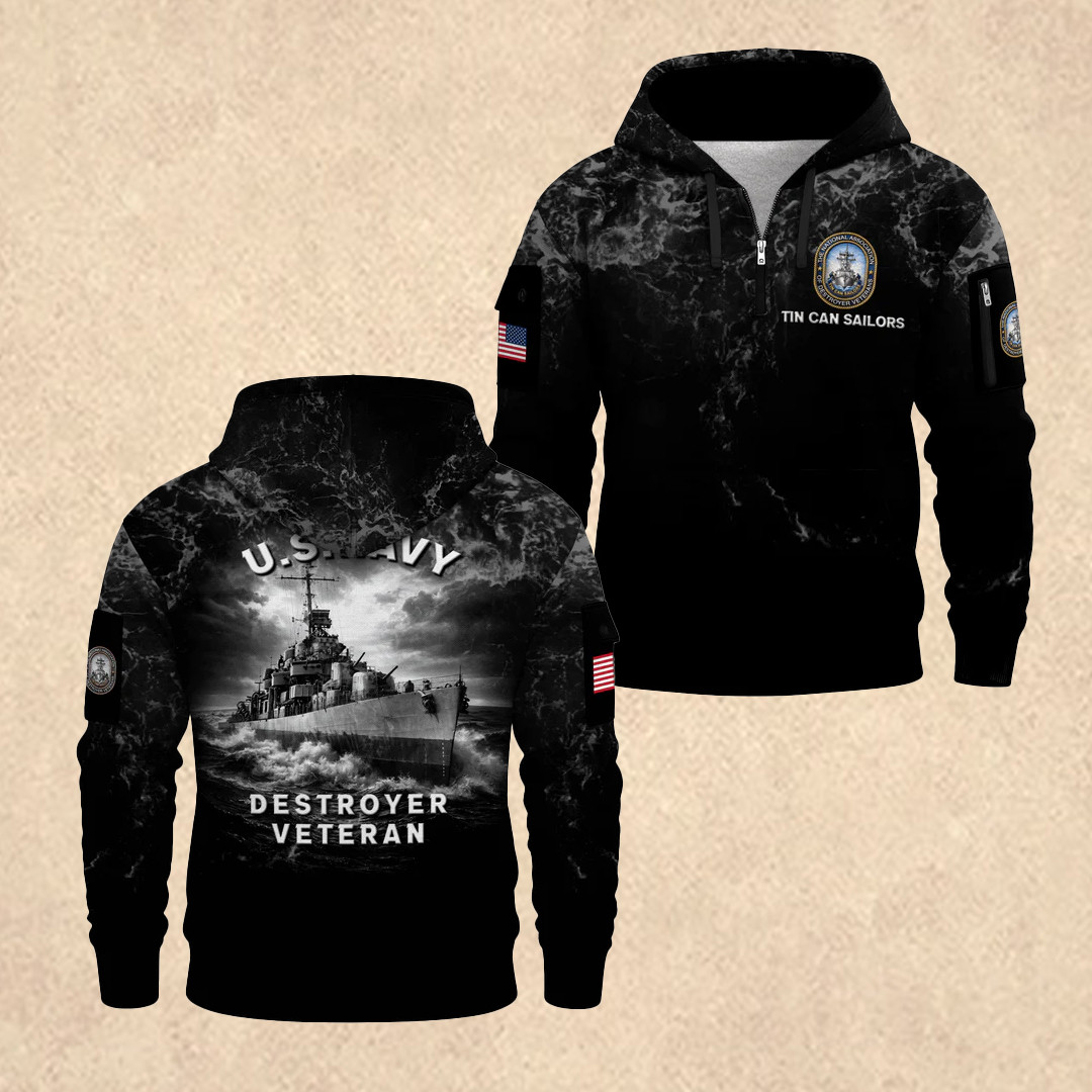 US NAVY 250th Anniversary Quarter Zip Hoodie Independence Day Merch Gift for Men