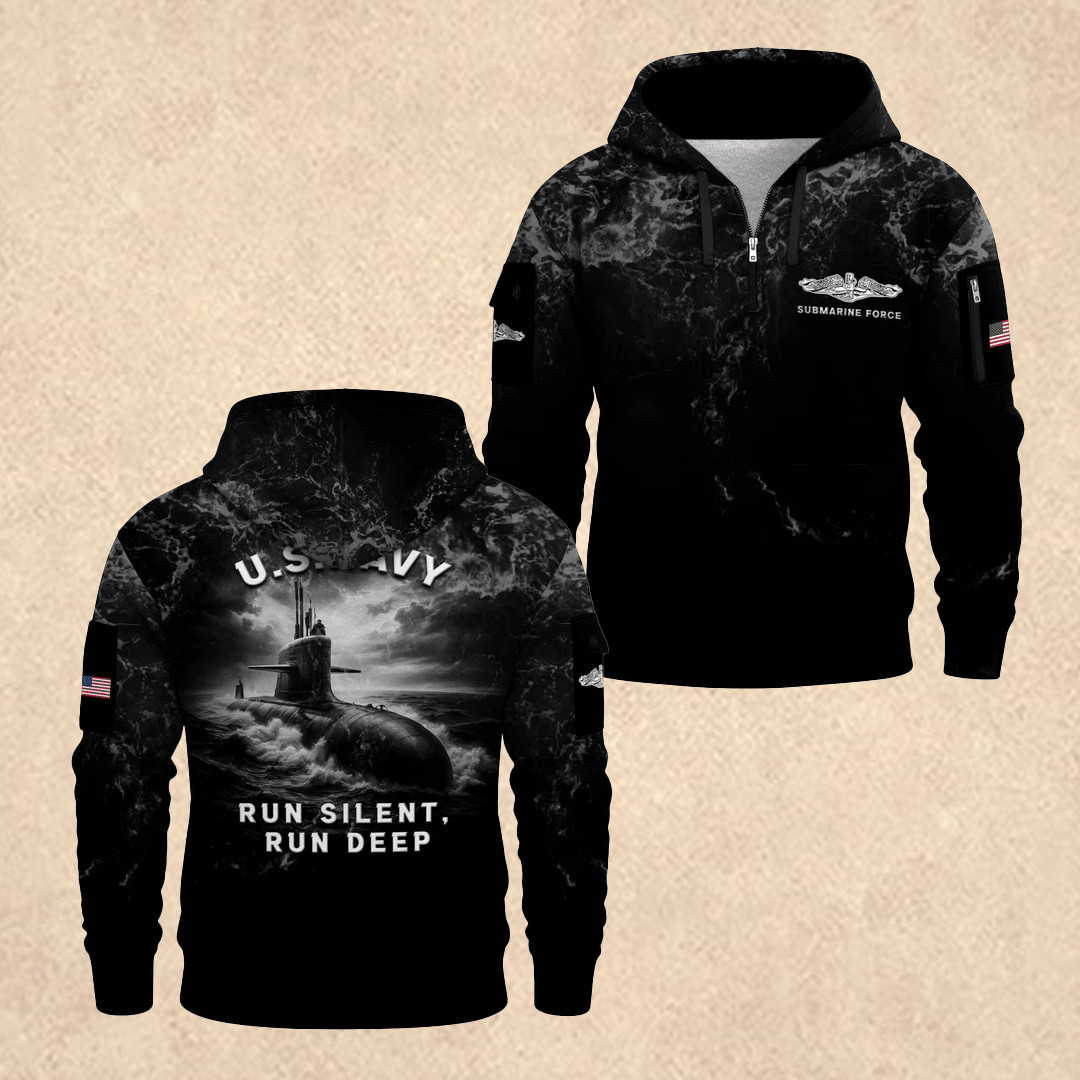 US NAVY 250th Anniversary Quarter Zip Hoodie Memorial Day Clothes Gift For Him