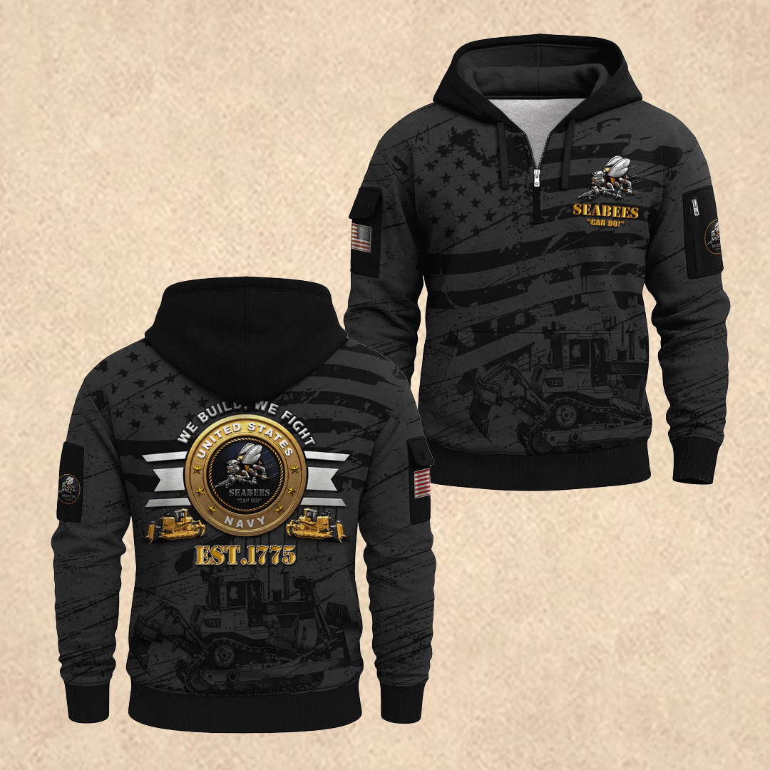 US NAVY 250th Anniversary Quarter Zip Hoodie Memorial Day Merch Gift For Men
