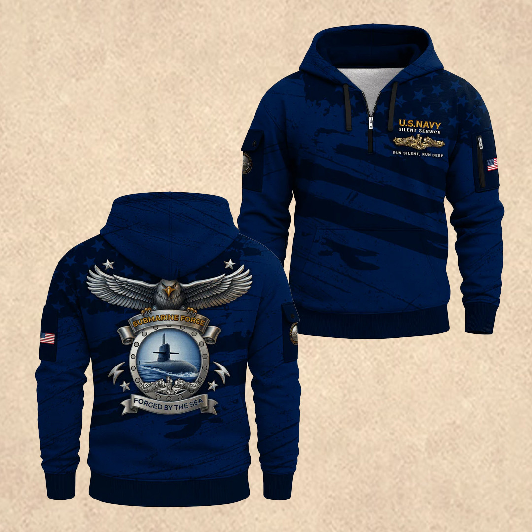 US NAVY 250th Anniversary Quarter Zip Hoodie Veteran Day Clothes Gift For Friends US NAVY 250th Anniversary Quarter Zip Hoodie Veteran Day Clothes Gift For Friends - Image 1