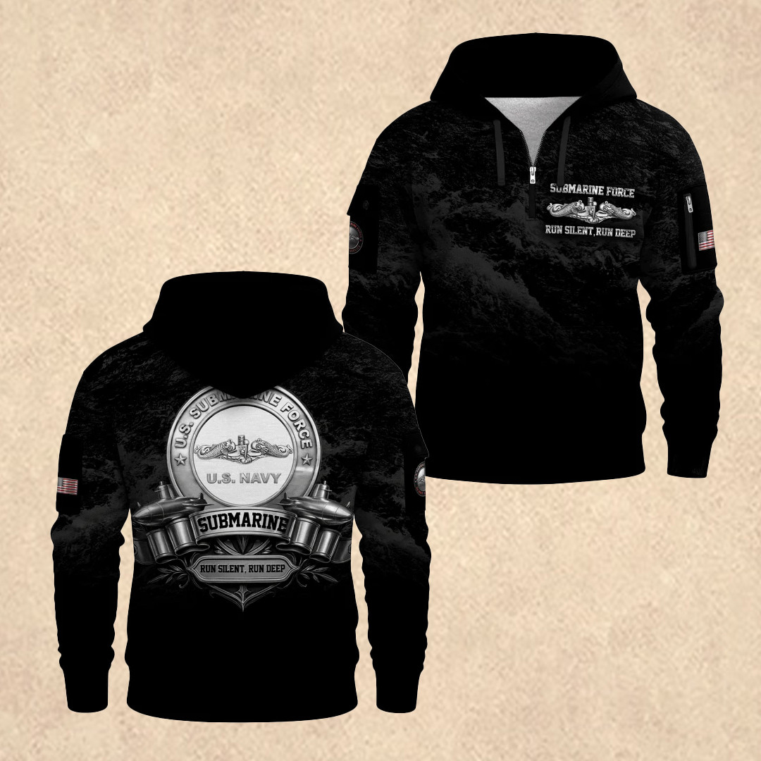 US NAVY 250th Anniversary Quarter Zip Hoodie Veteran Day Merch Tribute Gift for Veterans