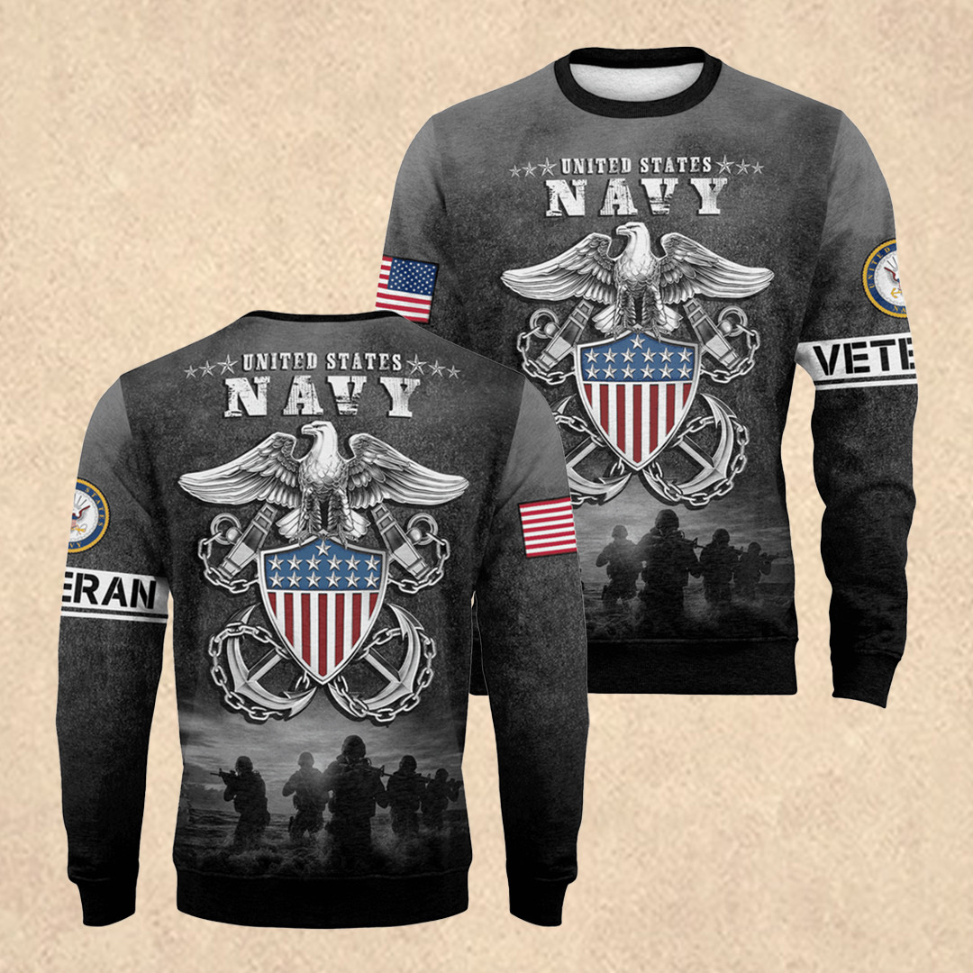 US NAVY 250th Fleece Sweatshirt Patriotic Clothing Tribute Gift for Veterans