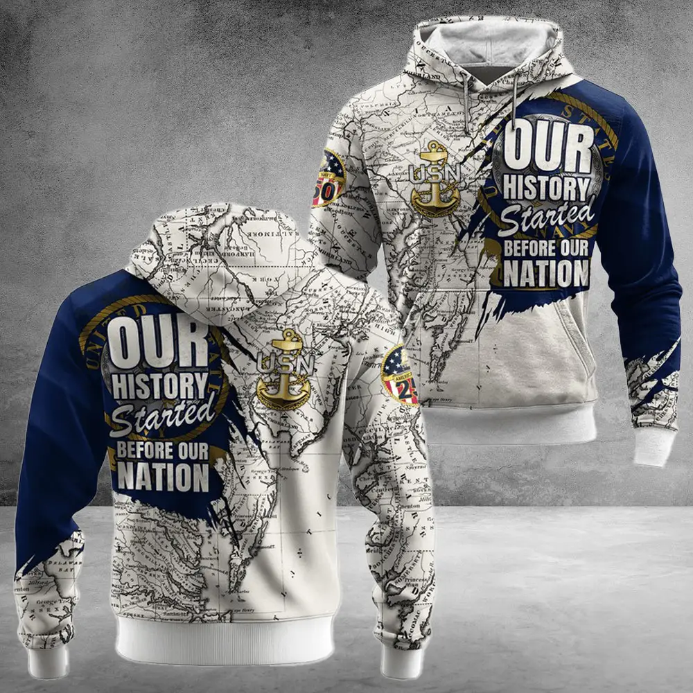 US Navy 250th Years Of Service All-Over Hoodie History Started Gift For Mother
