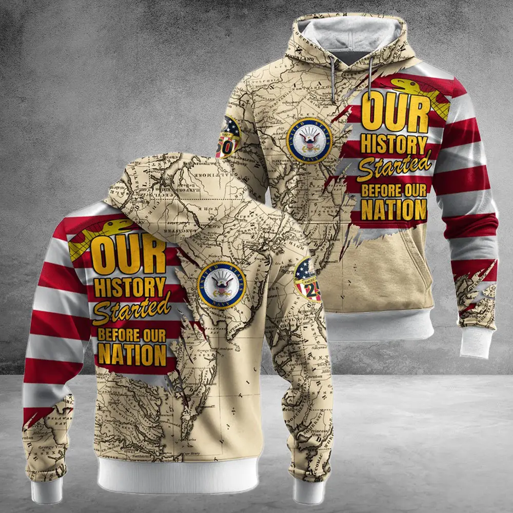 US Navy 250Th Years Of Service All-Over Hoodie History Started Gift For Veteran