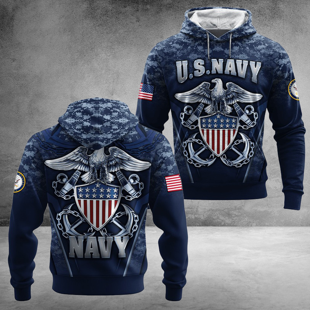 US Navy 250th Years Of Service All-Over Hoodie Patriotic Great Gifts For Best Friends