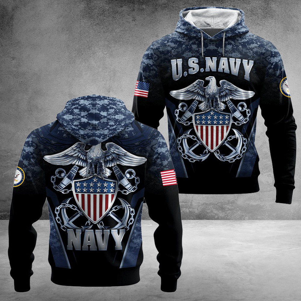 US Navy 250th Years Of Service All-Over Hoodie Patriotic Great Gifts For Veteran