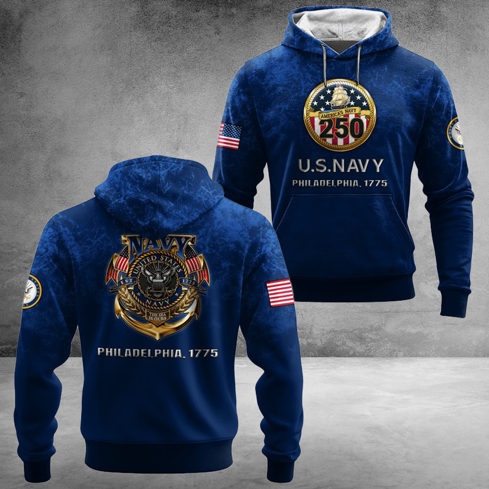 US Navy 250Th Years Of Service All-Over Hoodie Philadelphia 1775 Good Gifts For Friends