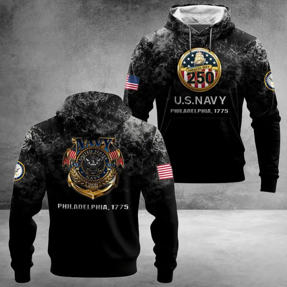 US Navy 250Th Years Of Service All-Over Hoodie Philadelphia 1775 Good Gifts For Him
