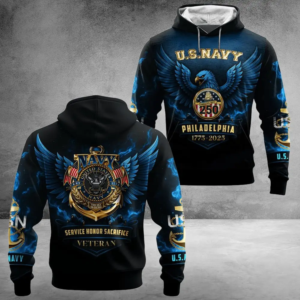 US Navy 250Th Years Of Service All-Over Hoodie United States Good Gifts For Dad