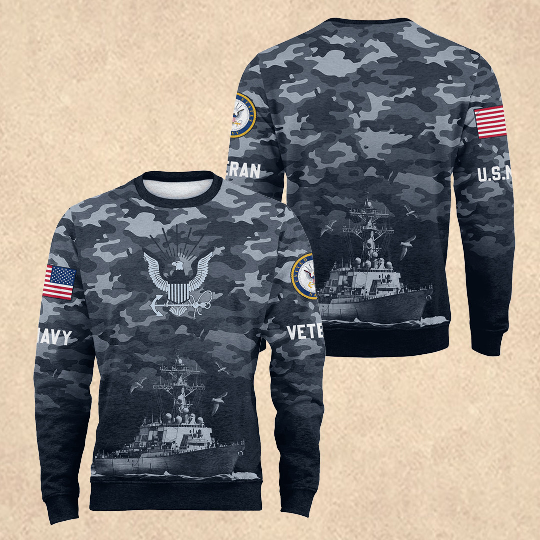 US NAVY 250th Years Of Service Fleece Sweatshirt Father's Day Gift for Navy Veteran