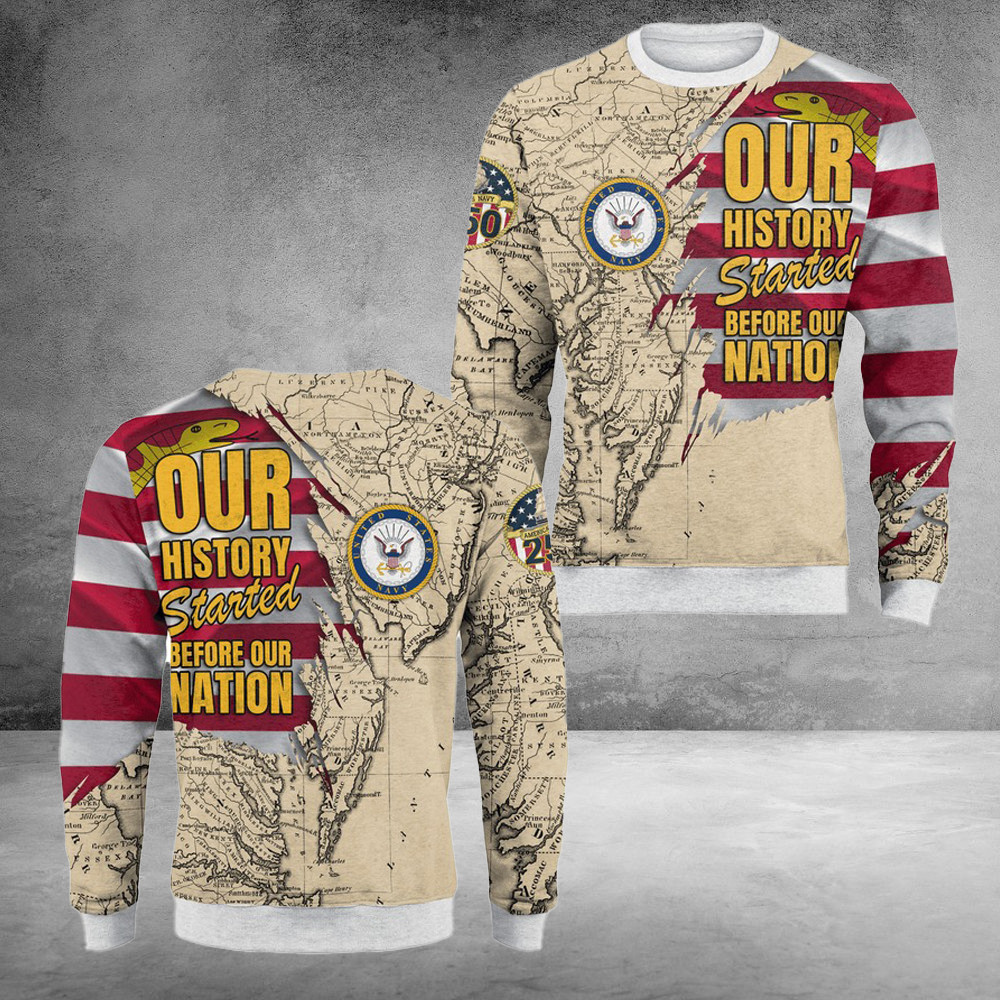 US Navy 250th Years Of Service Fleece Sweatshirt History Started Gifts For Mother