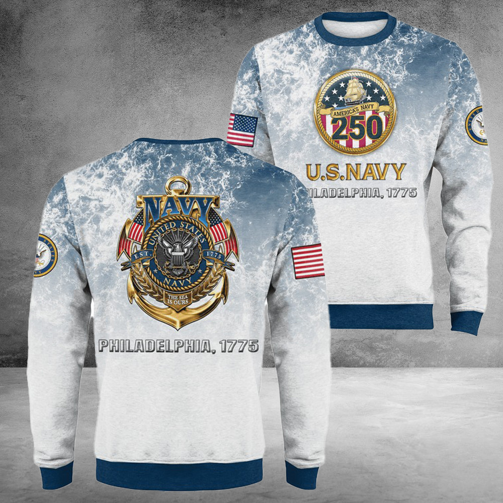 US Navy 250Th Years Of Service Fleece Sweatshirt Philadelphia 1775 Great Gifts For Veteran