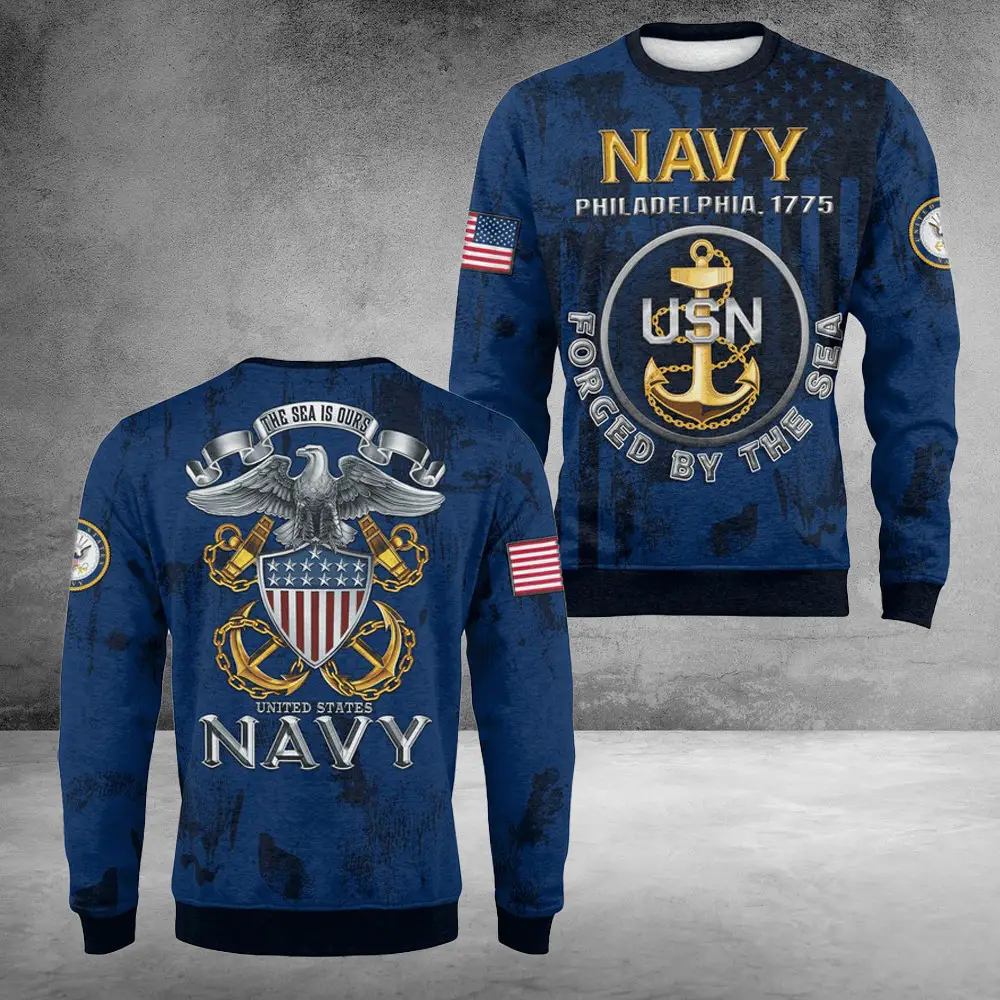 US Navy 250Th Years Of Service Fleece Sweatshirt The Sea Is Ours Cool Gifts For Dad