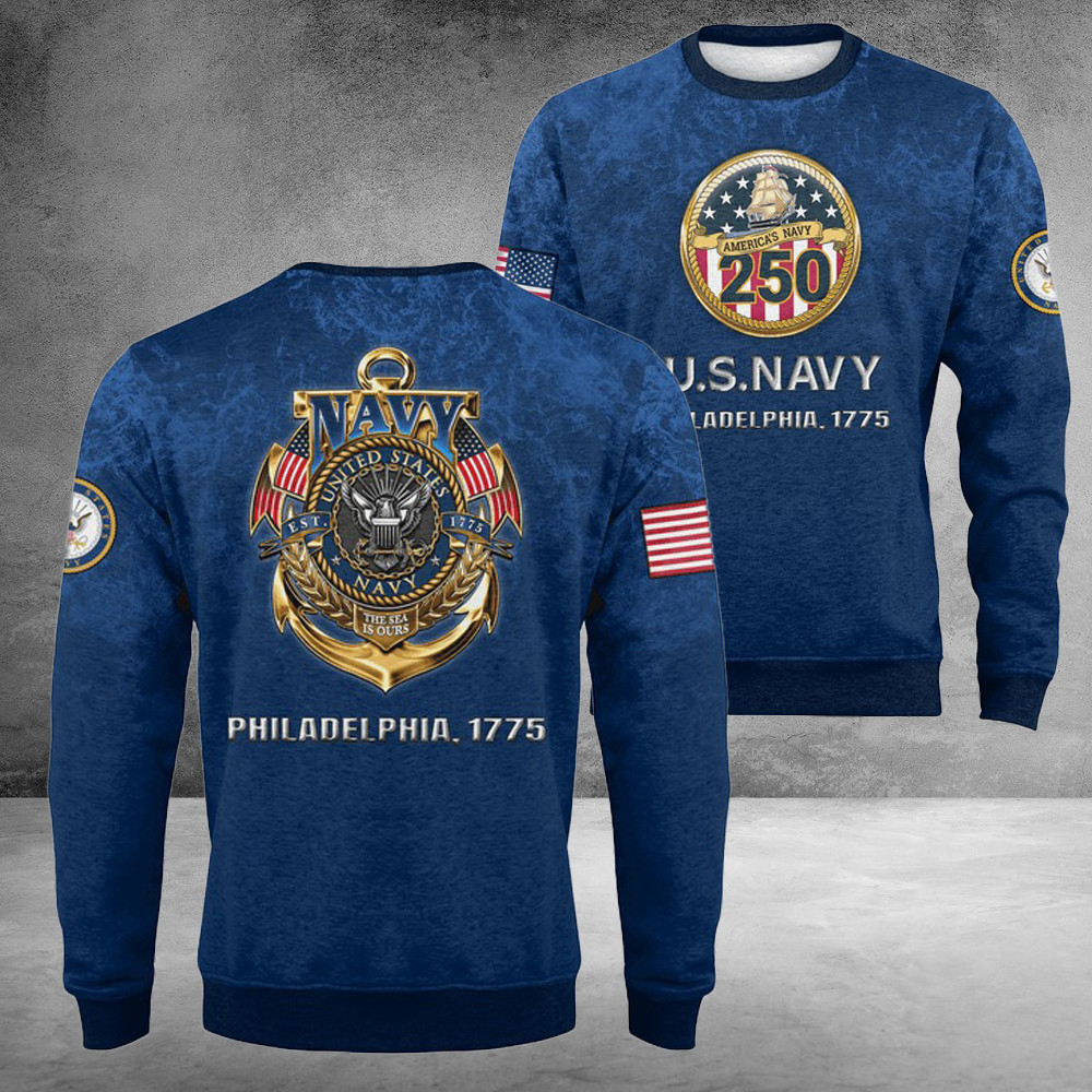 US Navy 250Th Years Of Service Fleece Sweatshirt United States Gifts For Veteran