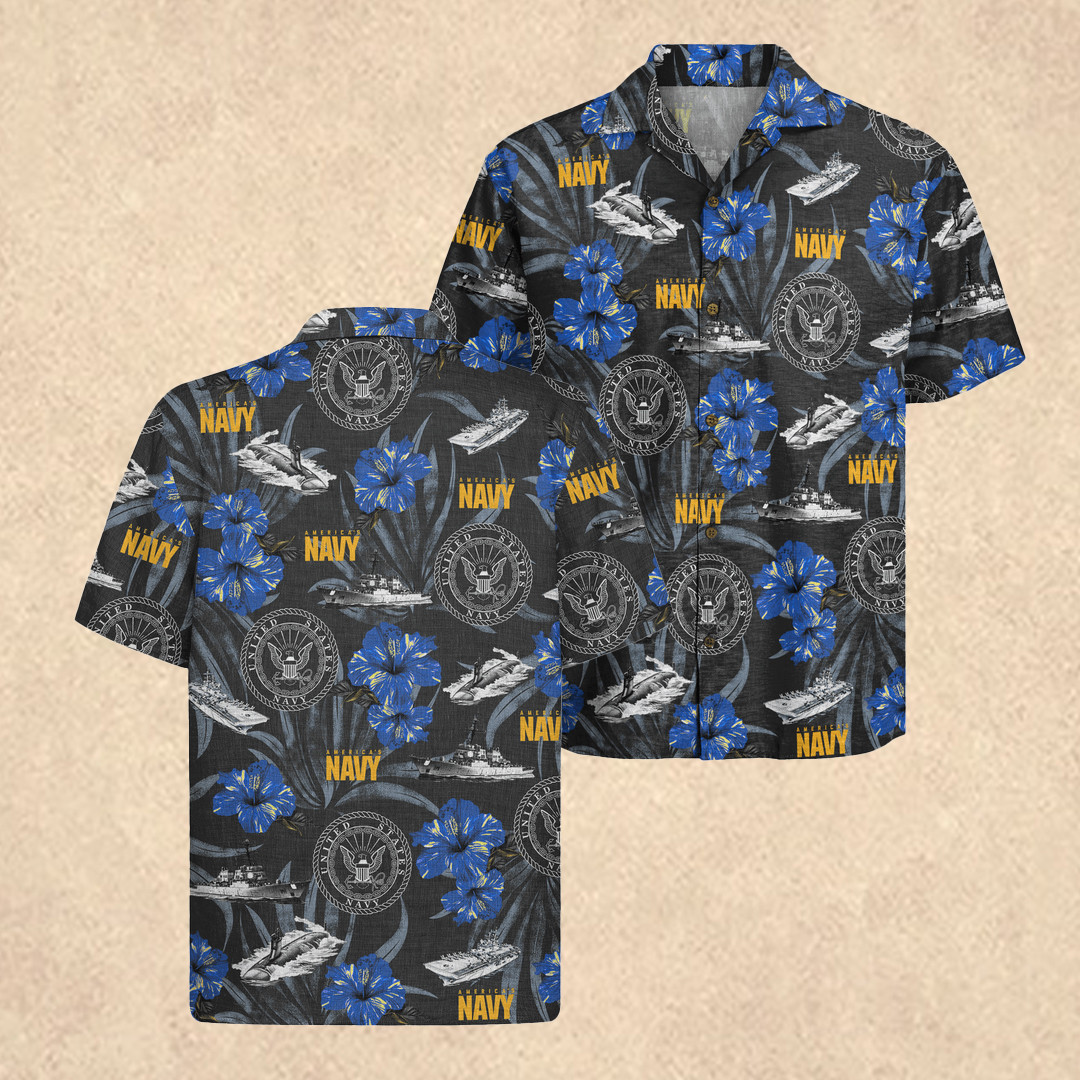 US Navy 250th Years Of Service Hawaiian Shirt 4th of July Merch Tribute Gift for Veterans