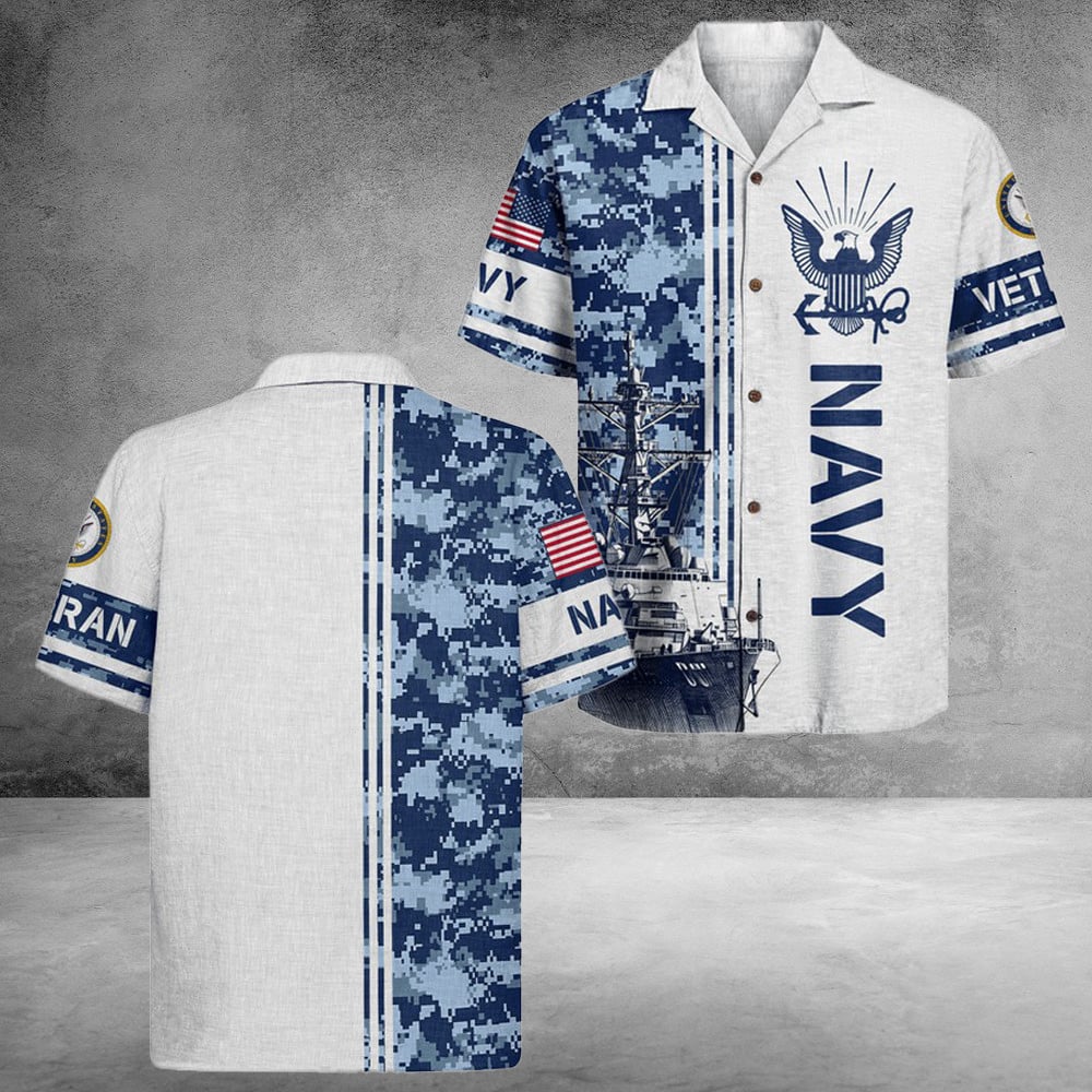 US Navy 250Th Years Of Service Hawaiian Shirt America Land Of The Free Gifts For Husband