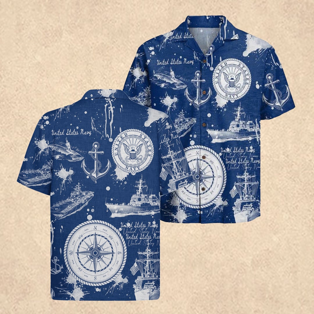 US Navy 250th Years Of Service Hawaiian Shirt Father's Day Gift for US Navy Veterans
