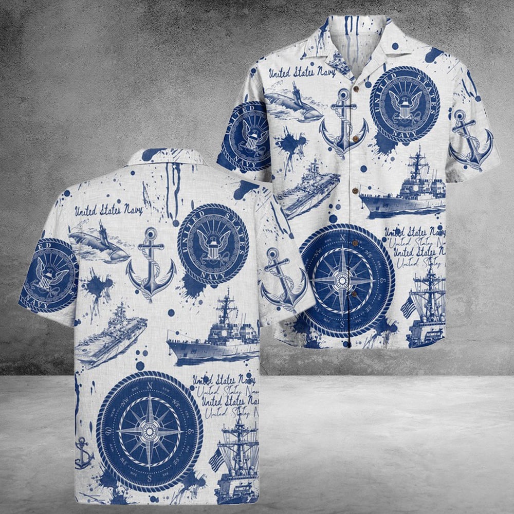 US Navy 250Th Years Of Service Hawaiian Shirt Forced By The Sea Great Gifts For Her