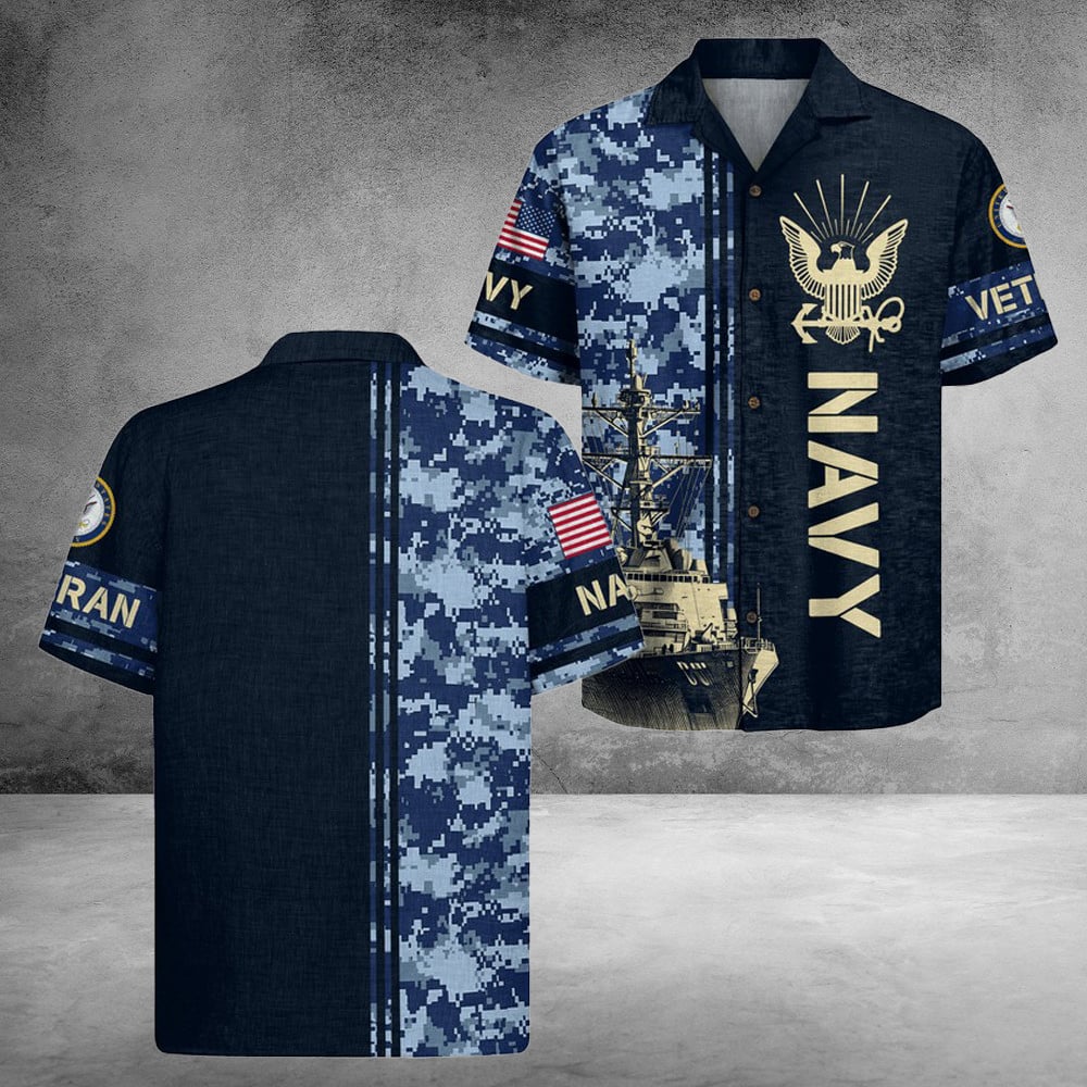 US Navy 250Th Years Of Service Hawaiian Shirt Patriotic Best Gifts For Husband