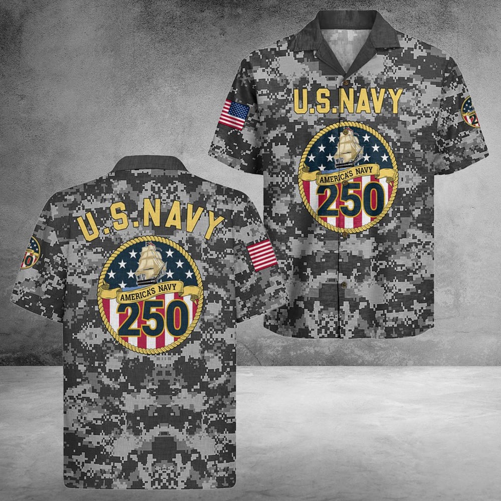 US Navy 250Th Years Of Service Hawaiian Shirt Patriotic Unique Gifts Ideas For Dad