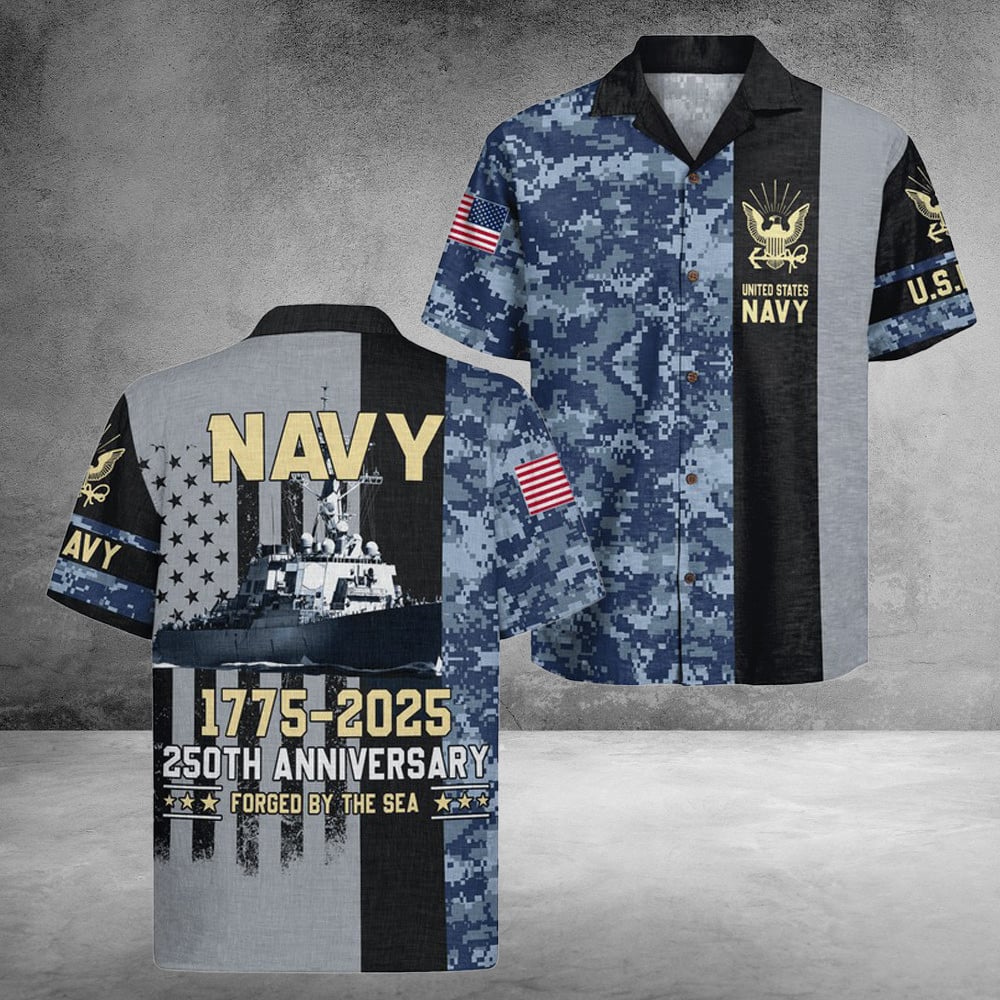 US Navy 250Th Years Of Service Hawaiian Shirt Service Honor Sacrifice Best Gifts For Dad