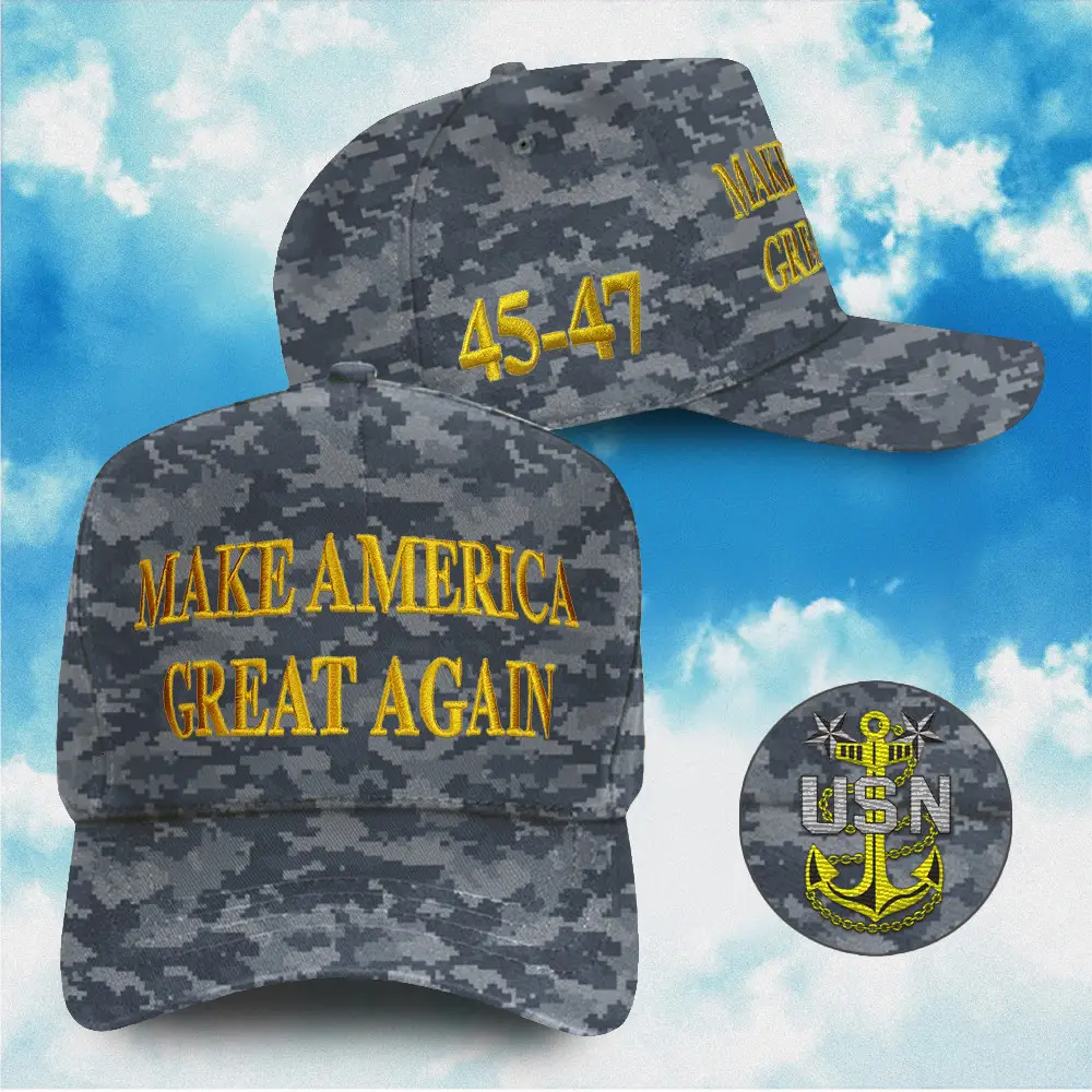 US Navy 45-47 Hat Victory Triumph Black Dark Gold Hat for Proud Supporters Of America's Triumph US Navy 45-47 Hat Victory Triumph Black Dark Gold Hat for Proud Supporters Of America's Triumph - Image 1