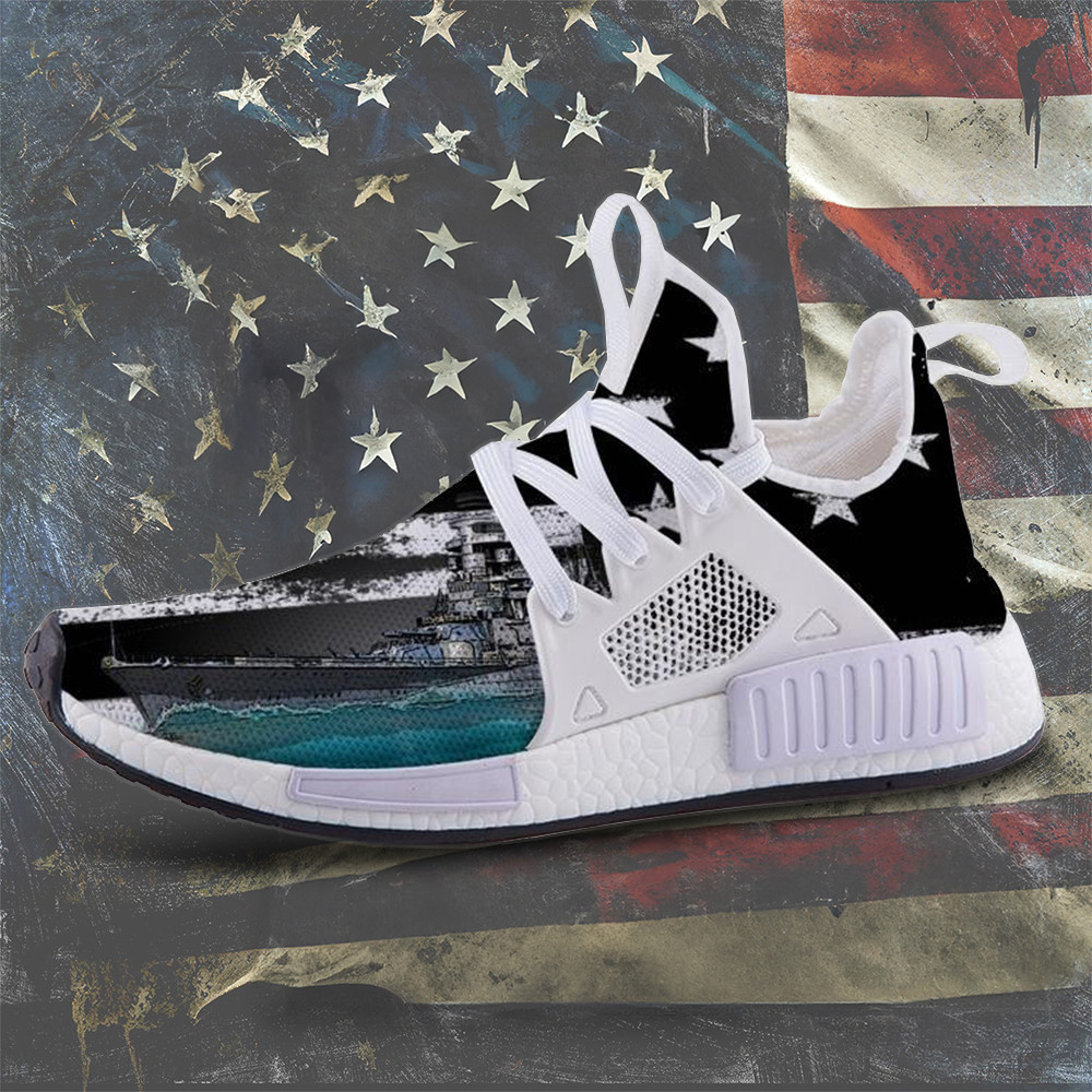 US Navy Battleship Shoes Proud Military Veteran Patriotic Sneakers USN Merchandise